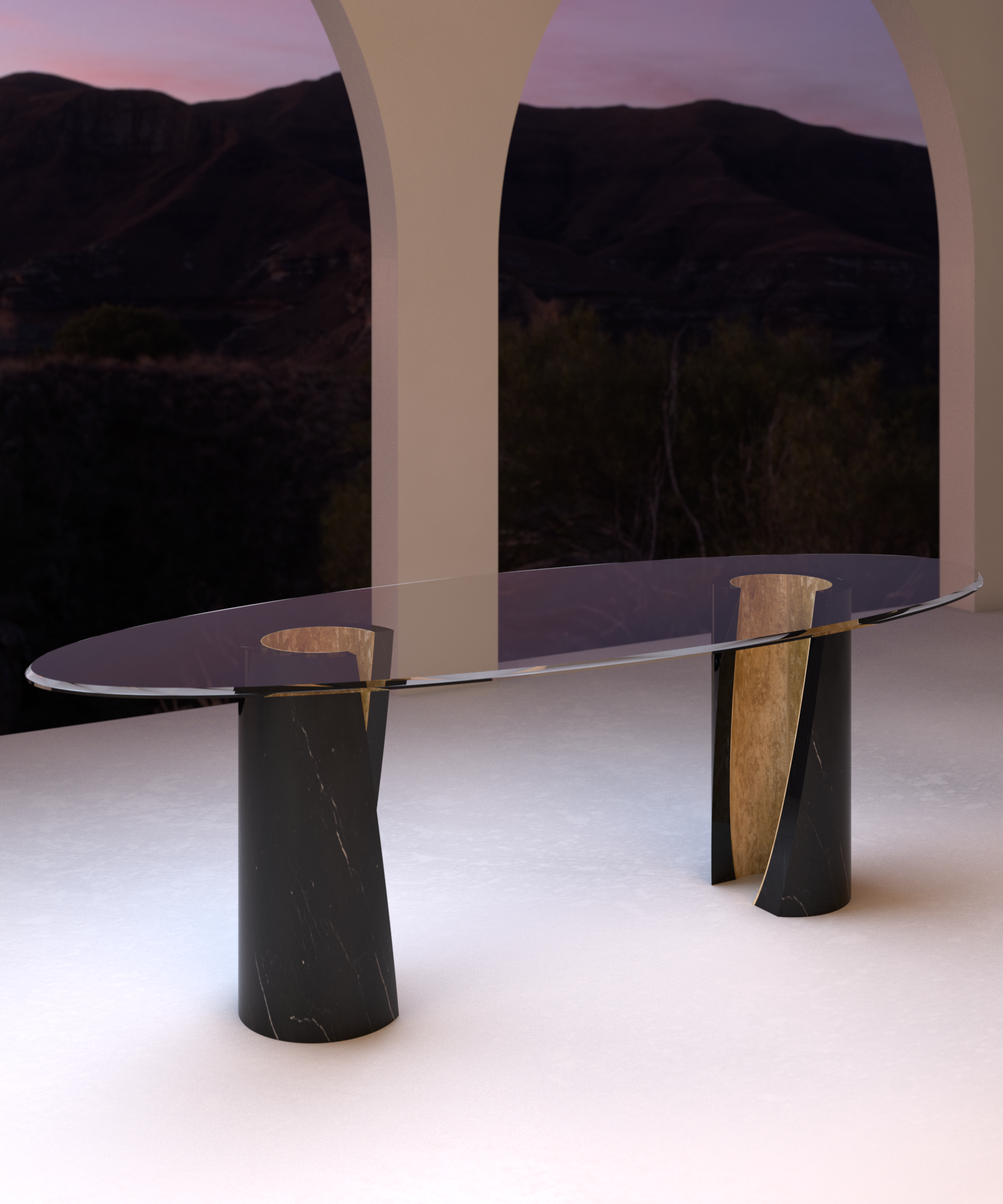 Asymmetric - Nero Marquinia Dining Table